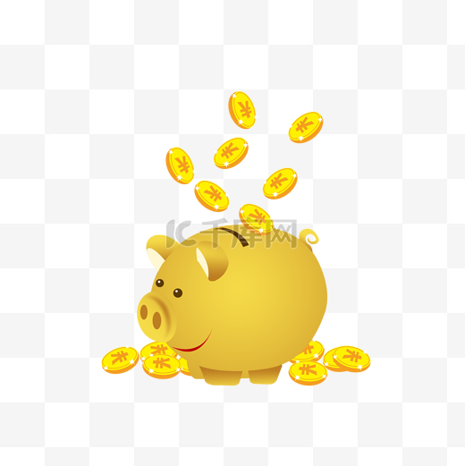小金猪存钱罐插画图片