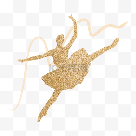 金色舞者剪影芭蕾舞扁平舞者元素下载图片