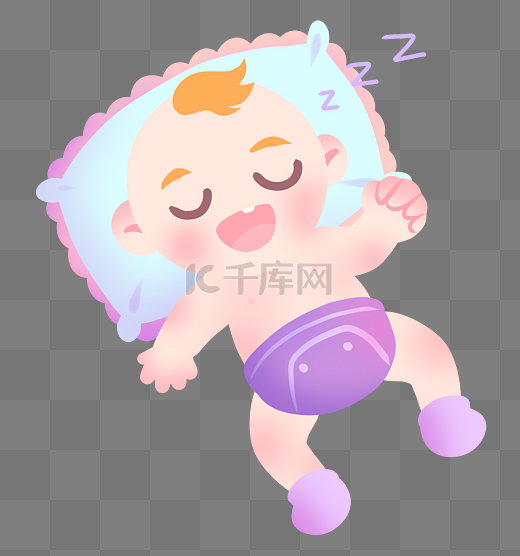 睡觉的婴儿宝贝插画图片