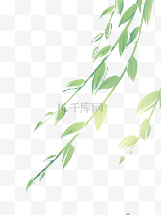 春夏大树树叶绿色手绘插画免扣元素图片