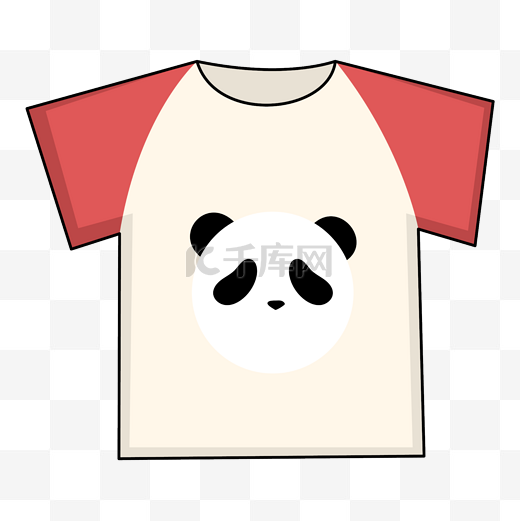 手绘熊猫短袖插画图片