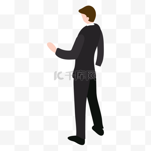 一个穿着西装准备握手的卡通商务男背影图片
