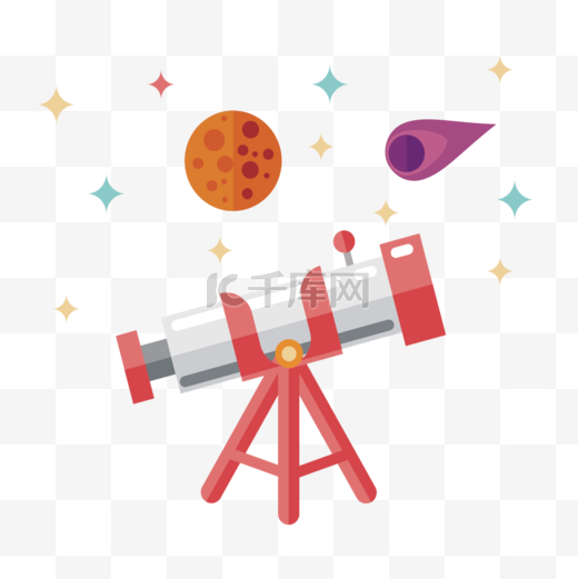 星空天文望远镜卡通创意图片