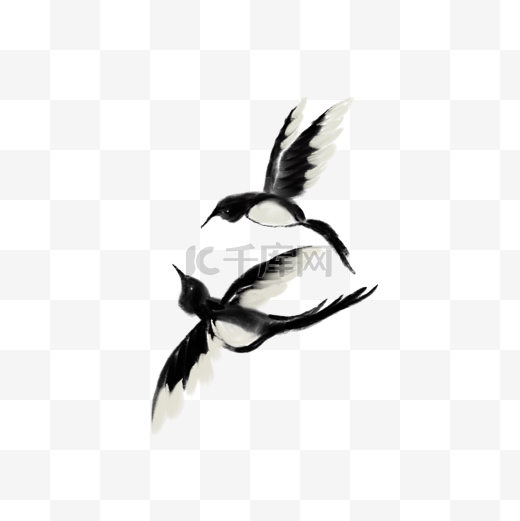 水墨燕子喜鹊鸟儿绘画图片