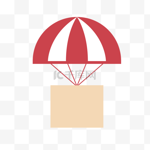 红色降落伞物流标签图片