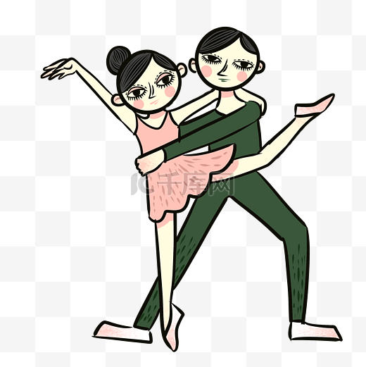 手绘矢量卡通可爱跳舞拉丁舞舞蹈课舞蹈学校招生图片