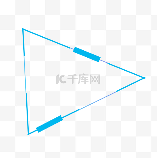 手绘蓝色三角形装饰边框图片