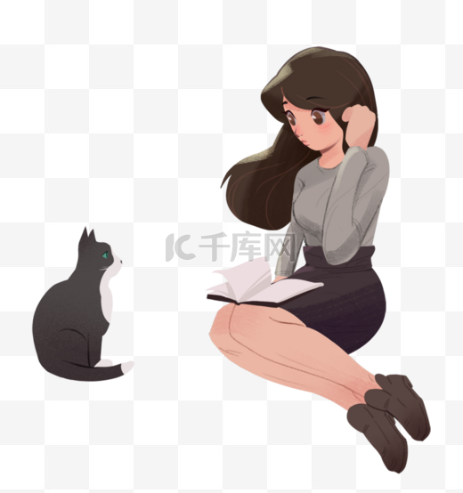 气质温婉美女小清新插画图片