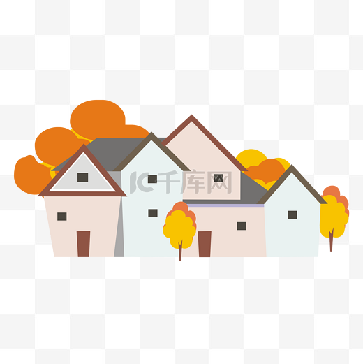 手绘秋季可爱的房子图片