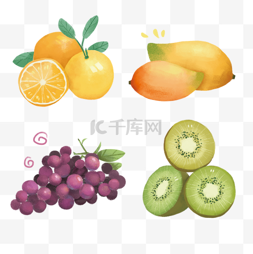 水果黄色橘子小清新手绘风格平面设计海报插画PNG图片