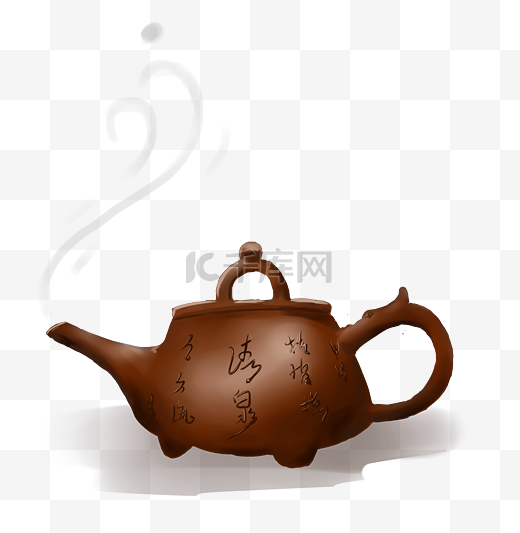手绘茶文化茶壶装饰元素图片