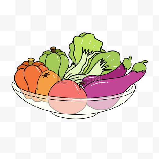 一碗卡通插画蔬菜图片