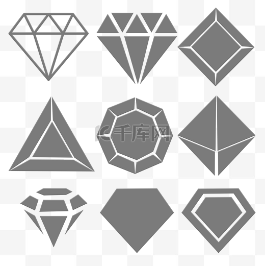 多种扁平化钻石素材元素图片