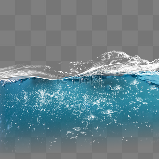 精美蓝色水面氧气气泡元素图片
