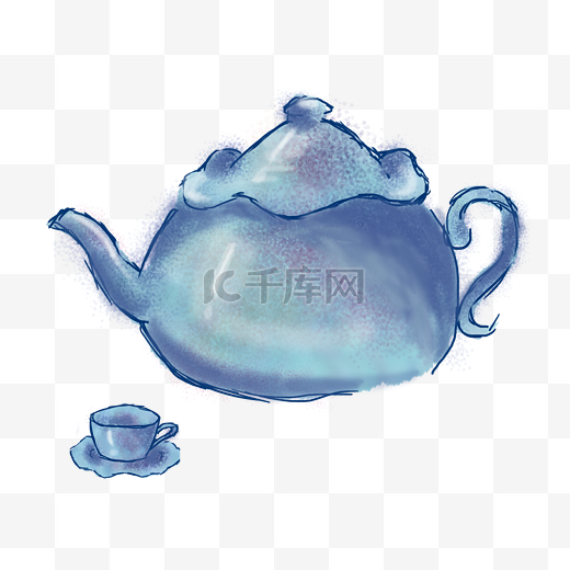 茶壶卡通手绘插画图片