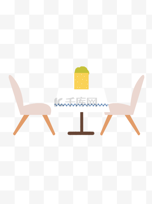 手绘卡通扁平化餐桌和椅子元素图片
