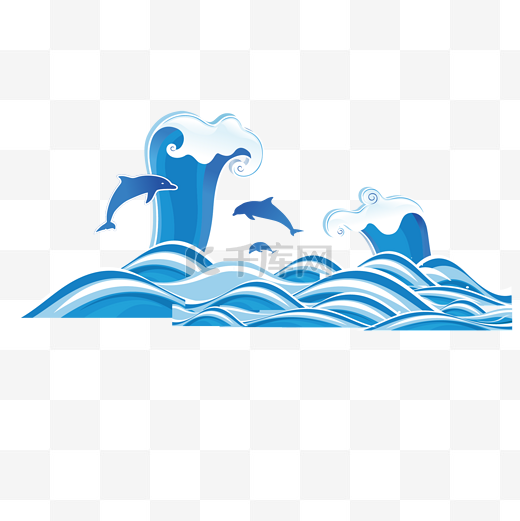 清新蓝色海浪水波纹素材图片