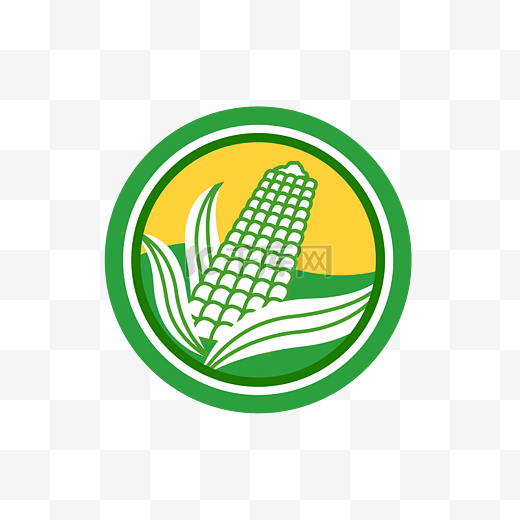 玉米农业主题扁平化矢量图标商标模板图片