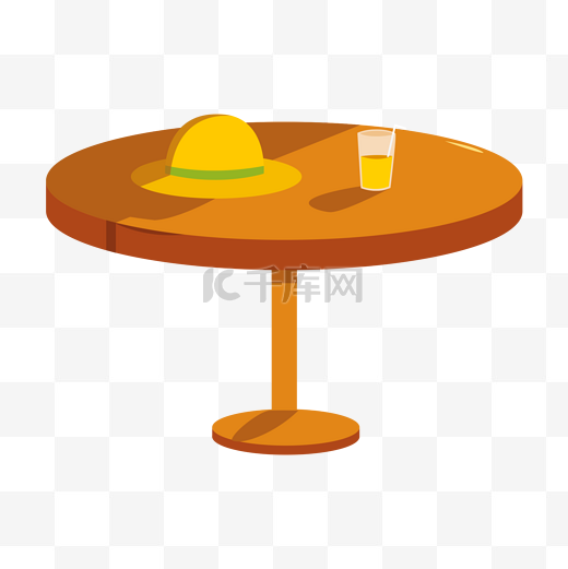 矢量卡通圆桌上的帽子和果汁免抠图片