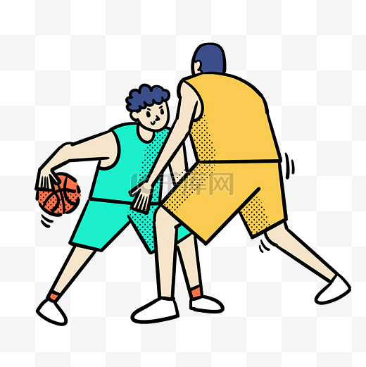 卡通矢量免抠扁平可爱打篮球的男生图片