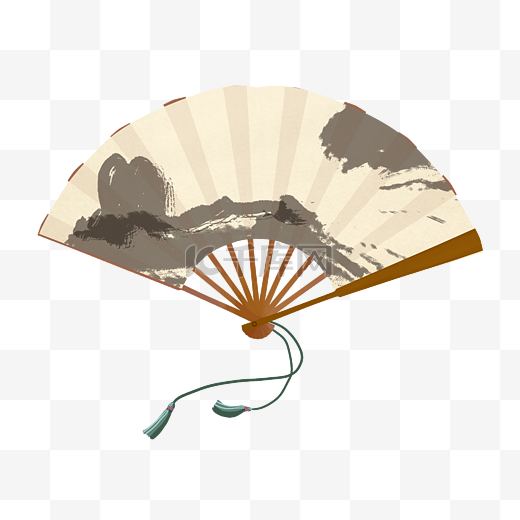 中国风扇子手绘插画图片