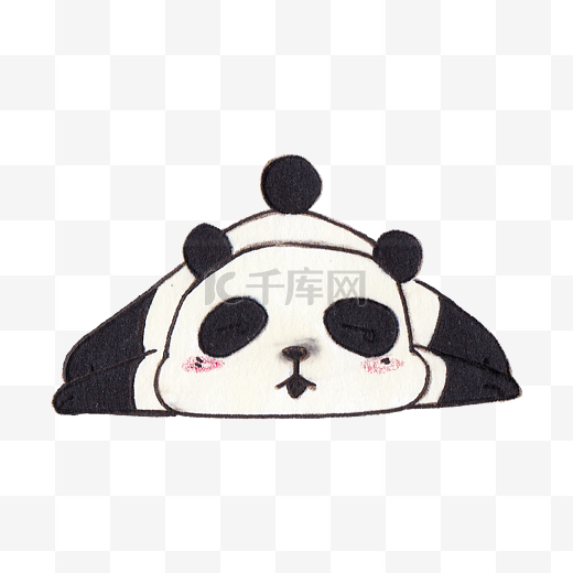手绘趴着的熊猫插画图片