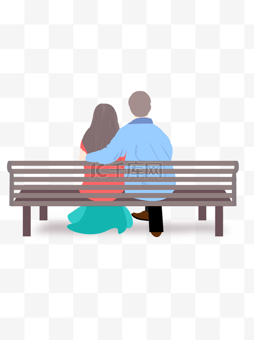 坐在长椅上的情侣背影图案图片