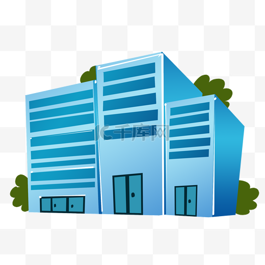 2.5D蓝色办公楼房建筑图片