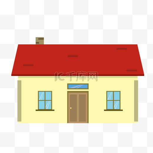 红色屋顶的房子手绘设计图片