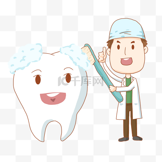 全国爱牙日健康的牙齿跟刷牙的男医生免抠PNG素材图片