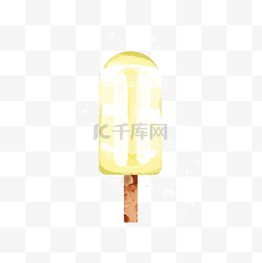 水彩笔触香蕉味冰淇淋图片