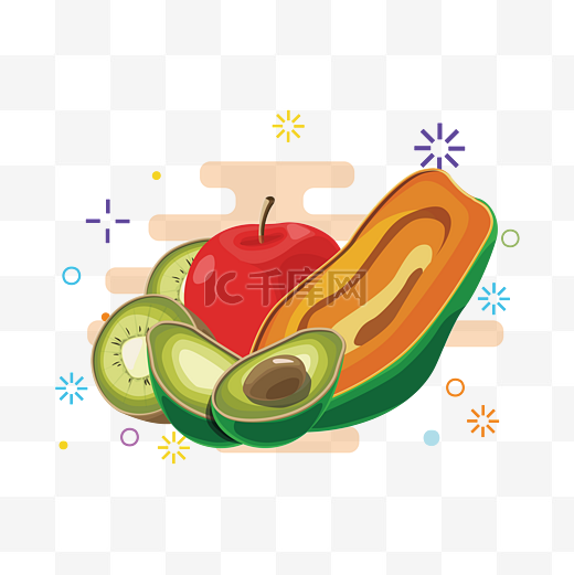 矢量手绘木瓜水果图片