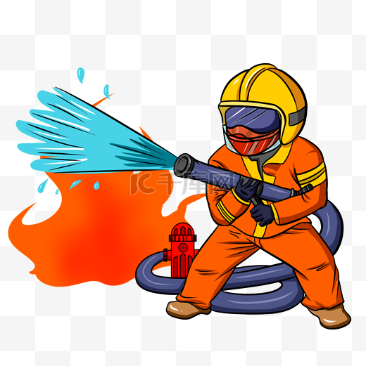 消防日宣传消防员救火插画图片