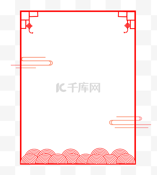 中国风传统方形圈环底纹祥云边框矢量免抠边框图片