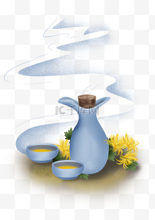 重阳节古风酒壶和菊花图片