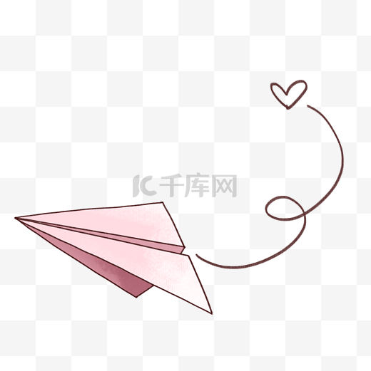 创意粉色手绘纸飞机PNG免抠素材图片