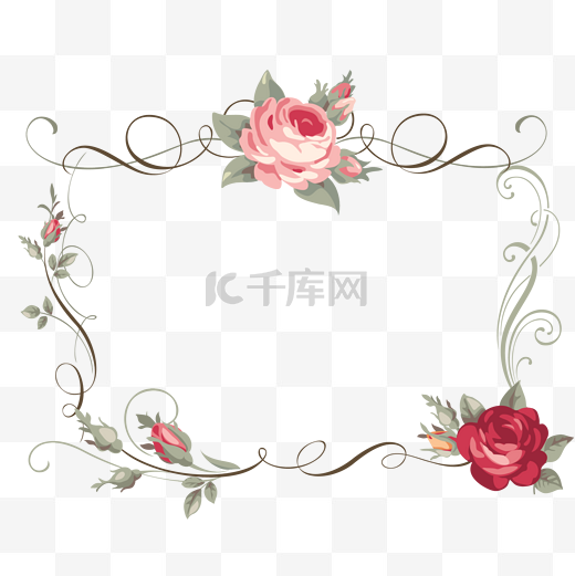 粉色花朵复古花卉边框图片