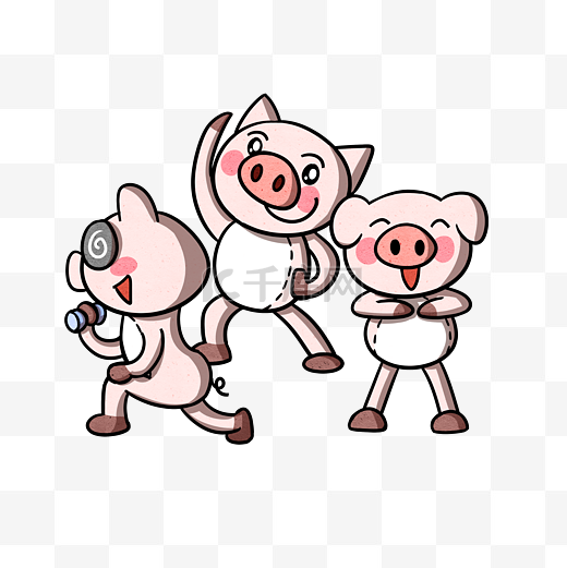 卡通小猪三小只健身运动png透明底图片