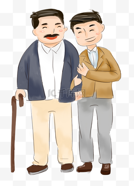 父亲与儿子温馨插画图片