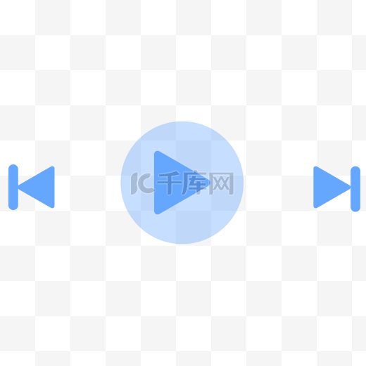 简约蓝色扁平化音乐视频播放键UI图标图片