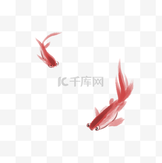 手绘水彩金鱼插画图片