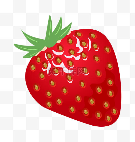 一颗红色的草莓插画图片