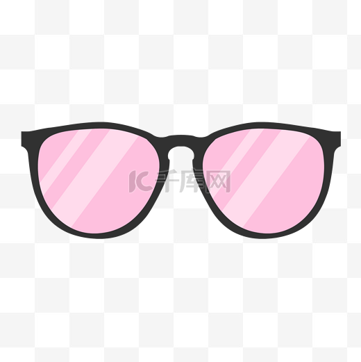 粉红色手绘矢量卡通眼镜镜框免抠素材图片