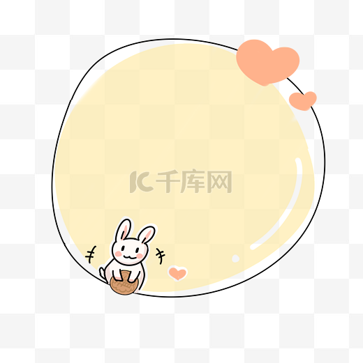 中秋节兔子抱月饼边框插画图片