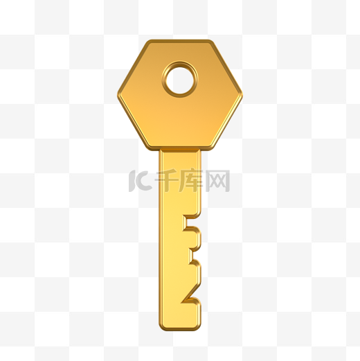 C4D金属光泽钥匙装饰图片