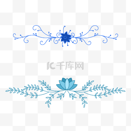 蓝色手绘花边标题装饰框图片