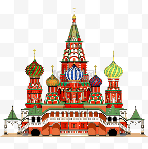 手绘俄罗斯教堂建筑图片