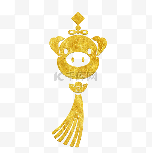 中国风传统烫金花纹中国结猪猪头元宝装饰图图片