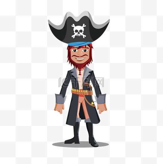 卡通立绘海盗船长矢量人物图片