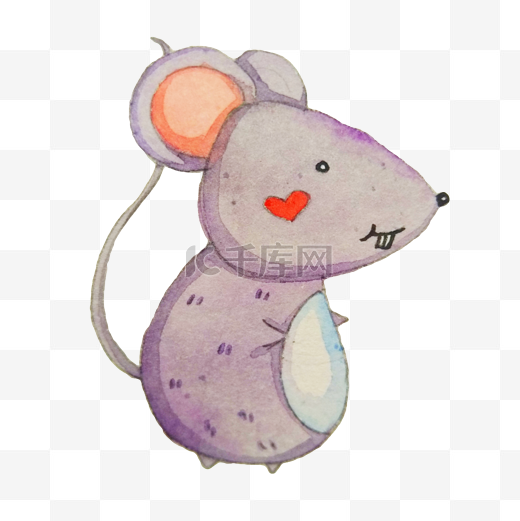 紫色的老鼠手绘插画图片